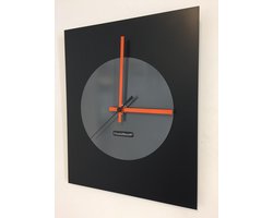 WANDKLOK VICTORIA BLACK & GREY -- ORANGE POINTERS -- MODERN DUTCH DESIGN