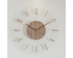 Wandklok – Vintage Wandklok – Ronde Stille Klok met Plastic & Duidelijke Cijfers – Batterijgevoed – Ø 30 cm – Voor Woonkamer & Slaapkamer – Type 5