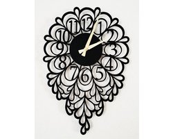 Wandklok - woonaccessoires - zwart, gouden wijzers - 49 cm. 34 cm. - Wandklok stil uurwerk - industrieel Wandklok