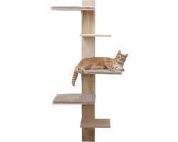 Wandkrabpaal Timber met ligvlakken, kussen, treeplanken en krabplank 150 cm - Kerbl