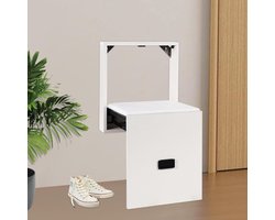 Wandkruk - Opvouwbare kruk - Schoenen wisselen - Ruimtebesparend ontwerp - 39.5x43.5cm - Zuiver wit