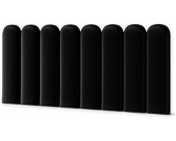 Wandkussen Kunstleer - Hoofdeinde Panelen - Muur Decoratie - Allergievrije Vulling - 20 x 60 cm - Zwart