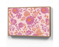 Wandlamp 100x70 cm - Oplaadbaar - Bloemenpatroon - Roze - Oranje - Bloemen - Wandlampen binnen woonkamer - Slaapkamer lamp - Decoratieve nachtlamp - Vloerlamp draadloos
