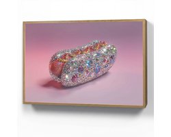 Wandlamp 100x70 cm - Oplaadbaar - Hotdog - Steentjes - Glitters - Paars - Wandlampen binnen woonkamer - Slaapkamer lamp - Decoratieve nachtlamp - Vloerlamp draadloos