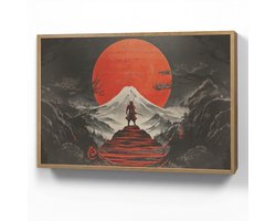 Wandlamp 100x70 cm - Oplaadbaar - Krijger - Rode trappen - Zon - Berg - Wandlampen binnen woonkamer - Slaapkamer lamp - Decoratieve nachtlamp - Vloerlamp draadloos