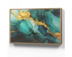 Wandlamp 100x70 cm - Oplaadbaar - Marmer - Goud - Blauw groen - Abstract - Turquoise - Wandlampen binnen woonkamer - Slaapkamer lamp - Decoratieve nachtlamp - Vloerlamp draadloos