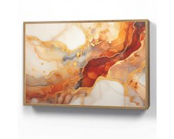 Wandlamp 100x70 cm - Oplaadbaar - Marmer - Oranje - Goud - Modern - Abstract - Wandlampen binnen woonkamer - Slaapkamer lamp - Decoratieve nachtlamp - Vloerlamp draadloos