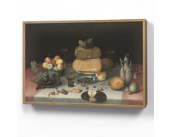Wandlamp 100x70 cm - Oplaadbaar - Stilleven met kazen - Kunstwerk - Oude meesters - Wandlampen binnen woonkamer - Slaapkamer lamp - Decoratieve nachtlamp - Vloerlamp draadloos