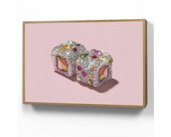 Wandlamp 100x70 cm - Oplaadbaar - Sushi - Rolletjes - Steentjes - Kleurrijk - Wandlampen binnen woonkamer - Slaapkamer lamp - Decoratieve nachtlamp - Vloerlamp draadloos