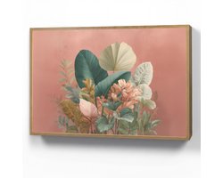 Wandlamp 100x70 cm - Oplaadbaar - Tropische bladeren - Bloemen - Roze - groen - Wandlampen binnen woonkamer - Slaapkamer lamp - Decoratieve nachtlamp - Vloerlamp draadloos