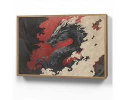 Wandlamp 100x70 cm - Oplaadbaar - Zwarte draak - Rookwolken - Rood - Wandlampen binnen woonkamer - Slaapkamer lamp - Decoratieve nachtlamp - Vloerlamp draadloos