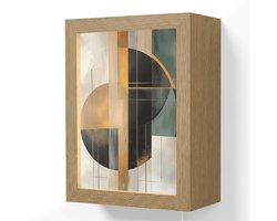 Wandlamp 15x20 cm - Oplaadbaar - Abstract - Goud - Brons - Groen - Vormen - Modern - Wandlampen binnen woonkamer - Slaapkamer lamp met kabel - Decoratieve nachtlamp - Vloerlamp snoer
