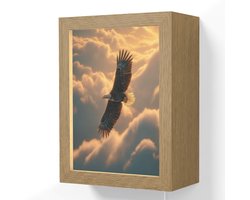 Wandlamp 15x20 cm - Oplaadbaar - Adelaar - Wolken - Zon - Wandlampen binnen woonkamer - Slaapkamer lamp met kabel - Decoratieve nachtlamp - Vloerlamp snoer