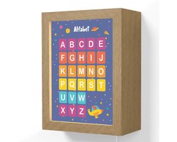 Wandlamp 15x20 cm - Oplaadbaar - Alfabet - Educatief - Letters leren voor kinderen - Ruimte - Wandlampen binnen woonkamer - Slaapkamer lamp met kabel - Decoratieve nachtlamp - Vloerlamp snoer