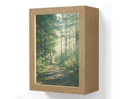 Wandlamp 15x20 cm - Oplaadbaar - Bos - Pad - Zon - Bomen - Groen - Natuur - Wandlampen binnen woonkamer - Slaapkamer lamp met kabel - Decoratieve nachtlamp - Vloerlamp snoer