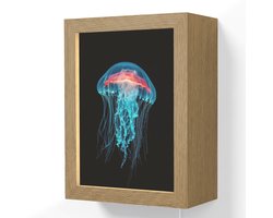 Wandlamp 15x20 cm - Oplaadbaar - Kwal - Tentakels - Blauw - Licht - Wandlampen binnen woonkamer - Slaapkamer lamp met kabel - Decoratieve nachtlamp - Vloerlamp snoer
