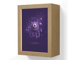 Wandlamp 15x20 cm - Oplaadbaar - Monster - Paars - Ruimte - Wandlampen binnen woonkamer - Slaapkamer lamp met kabel - Decoratieve nachtlamp - Vloerlamp snoer
