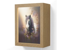 Wandlamp 15x20 cm - Oplaadbaar - Paard - Natuur - Dieren - Bloemen - Paars - Wandlampen binnen woonkamer - Slaapkamer lamp met kabel - Decoratieve nachtlamp - Vloerlamp snoer