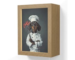 Wandlamp 15x20 cm - Oplaadbaar - Quote - Neon - Hond - Kokskleding - Wandlampen binnen woonkamer - Slaapkamer lamp met kabel - Decoratieve nachtlamp - Vloerlamp snoer