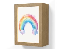 Wandlamp 15x20 cm - Oplaadbaar - Regenboog - Kinderen - Meisje - Wandlampen binnen woonkamer - Slaapkamer lamp met kabel - Decoratieve nachtlamp - Vloerlamp snoer