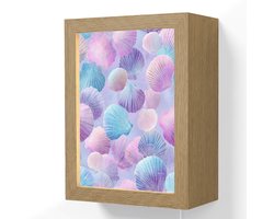 Wandlamp 15x20 cm - Oplaadbaar - Schelpen - Paars - Blauw - Patroon - Wandlampen binnen woonkamer - Slaapkamer lamp met kabel - Decoratieve nachtlamp - Vloerlamp snoer