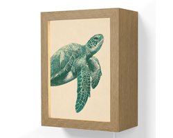 Wandlamp 15x20 cm - Oplaadbaar - Schildpad - Sierlijk - Groen - Schild - Wandlampen binnen woonkamer - Slaapkamer lamp met kabel - Decoratieve nachtlamp - Vloerlamp snoer