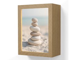 Wandlamp 15x20 cm - Oplaadbaar - Stenen - Stapel - Zand - Zee - Wandlampen binnen woonkamer - Slaapkamer lamp met kabel - Decoratieve nachtlamp - Vloerlamp snoer