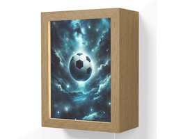 Wandlamp 15x20 cm - Oplaadbaar - Voetbal - Galaxy - Ruimte - Sport - Blauw - Wandlampen binnen woonkamer - Slaapkamer lamp met kabel - Decoratieve nachtlamp - Vloerlamp snoer