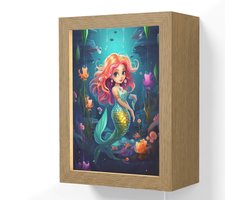 Wandlamp 15x20 cm - Oplaadbaar - Zeemeermin - Bloemen - Onderwater - Meisjes - Kind - Wandlampen binnen woonkamer - Slaapkamer lamp met kabel - Decoratieve nachtlamp - Vloerlamp snoer