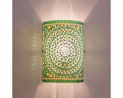 Wandlamp | 17 x 26 cm | oosterse wandlampen | E14 | groen | glas en metaal | oosters