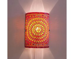 Wandlamp | 17 x 26 cm | oosterse wandlampen | E14 | oranje rood | glas metaal | oosters