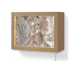 Wandlamp 20x15 cm - Oplaadbaar - Abstract - Marmer - Wit - Bruin - Marmerlook - Wandlampen binnen woonkamer - Slaapkamer lamp met kabel - Decoratieve nachtlamp - Vloerlamp snoer