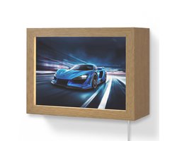 Wandlamp 20x15 cm - Oplaadbaar - Auto - Blauw - Jongens - Kind - Wandlampen binnen woonkamer - Slaapkamer lamp met kabel - Decoratieve nachtlamp - Vloerlamp snoer