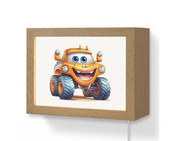 Wandlamp 20x15 cm - Oplaadbaar - Auto - Oranje - Jongen - Kind - Wandlampen binnen woonkamer - Slaapkamer lamp met kabel - Decoratieve nachtlamp - Vloerlamp snoer