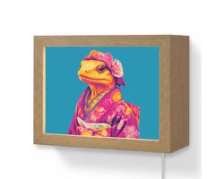 Wandlamp 20x15 cm - Oplaadbaar - Bloemenkrans - Hagedis - Kimono - Paars - Wandlampen binnen woonkamer - Slaapkamer lamp met kabel - Decoratieve nachtlamp - Vloerlamp snoer