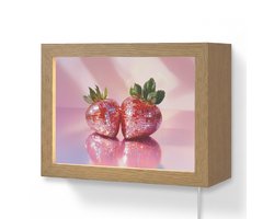 Wandlamp 20x15 cm - Oplaadbaar - Disco - Fruit - Glitter - Strawberry - Wandlampen binnen woonkamer - Slaapkamer lamp met kabel - Decoratieve nachtlamp - Vloerlamp snoer