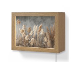 Wandlamp 20x15 cm - Oplaadbaar - Gedroogde Veldbloemen - Grijs - Beton - Wandlampen binnen woonkamer - Slaapkamer lamp met kabel - Decoratieve nachtlamp - Vloerlamp snoer