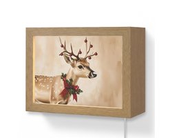 Wandlamp 20x15 cm - Oplaadbaar - Gewei - Kerst - Rendier - Rood - Wandlampen binnen woonkamer - Slaapkamer lamp met kabel - Decoratieve nachtlamp - Vloerlamp snoer