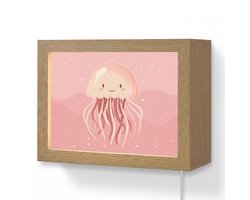 Wandlamp 20x15 cm - Oplaadbaar - Kwal - Zeedieren - Roze - Onderwater - Wandlampen binnen woonkamer - Slaapkamer lamp met kabel - Decoratieve nachtlamp - Vloerlamp snoer