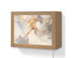 Wandlamp 20x15 cm - Oplaadbaar - Marmer - Grijs - Goud - Wandlampen binnen woonkamer - Slaapkamer lamp met kabel - Decoratieve nachtlamp - Vloerlamp snoer