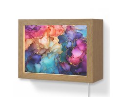 Wandlamp 20x15 cm - Oplaadbaar - Marmer - Kleurrijk - Kleuren - Abstract - Wandlampen binnen woonkamer - Slaapkamer lamp met kabel - Decoratieve nachtlamp - Vloerlamp snoer