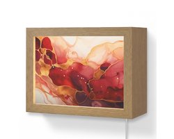 Wandlamp 20x15 cm - Oplaadbaar - Marmer - Rood - Goud - Modern - Abstract - Wandlampen binnen woonkamer - Slaapkamer lamp met kabel - Decoratieve nachtlamp - Vloerlamp snoer
