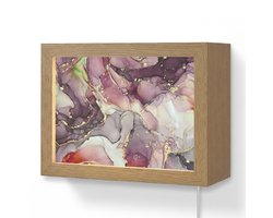 Wandlamp 20x15 cm - Oplaadbaar - Marmer - Rood - Paars - Goud - Wandlampen binnen woonkamer - Slaapkamer lamp met kabel - Decoratieve nachtlamp - Vloerlamp snoer