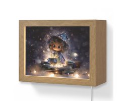 Wandlamp 20x15 cm - Oplaadbaar - Meisje - Toveren - Sterren - Paars - Wandlampen binnen woonkamer - Slaapkamer lamp met kabel - Decoratieve nachtlamp - Vloerlamp snoer