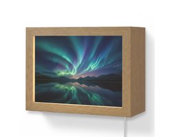Wandlamp 20x15 cm - Oplaadbaar - Noorderlicht - Kleurrijk - Bergmeer - Wandlampen binnen woonkamer - Slaapkamer lamp met kabel - Decoratieve nachtlamp - Vloerlamp snoer