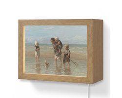 Wandlamp 20x15 cm - Oplaadbaar - Oude meesters - Kunst - Kinderen der zee - Jozef Israëls - Wandlampen binnen woonkamer - Slaapkamer lamp met kabel - Decoratieve nachtlamp - Vloerlamp snoer