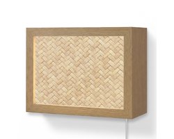 Wandlamp 20x15 cm - Oplaadbaar - Patroon - Beige - Rotan print - Wandlampen binnen woonkamer - Slaapkamer lamp met kabel - Decoratieve nachtlamp - Vloerlamp snoer