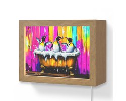Wandlamp 20x15 cm - Oplaadbaar - Pinguïns - Badkuip - Kleurrijk - Schuim - Wandlampen binnen woonkamer - Slaapkamer lamp met kabel - Decoratieve nachtlamp - Vloerlamp snoer