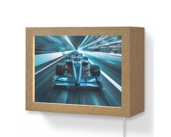 Wandlamp 20x15 cm - Oplaadbaar - Race - Auto - Formule 1 - Jongens - Blauw - Wandlampen binnen woonkamer - Slaapkamer lamp met kabel - Decoratieve nachtlamp - Vloerlamp snoer
