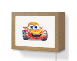 Wandlamp 20x15 cm - Oplaadbaar - Raceauto - Oranje - Jongens - Kinderen - Auto - Wandlampen binnen woonkamer - Slaapkamer lamp met kabel - Decoratieve nachtlamp - Vloerlamp snoer